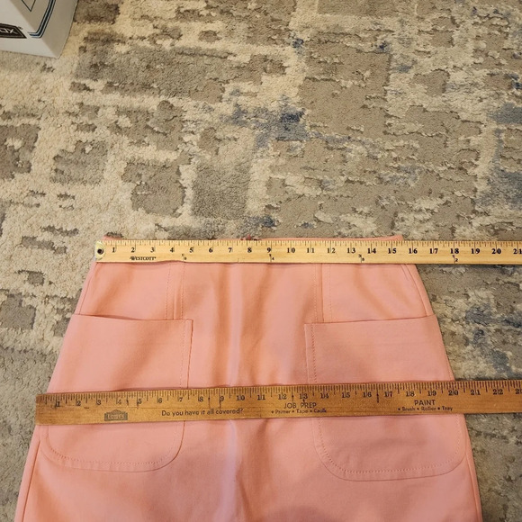 Ann Taylor Loft Pink Skirt Front Pockets Size 8 Twill Cotton Spandex - Picture 7 of 13